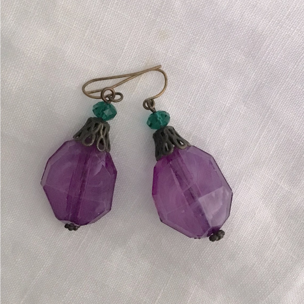 Purple rhinestone earrings